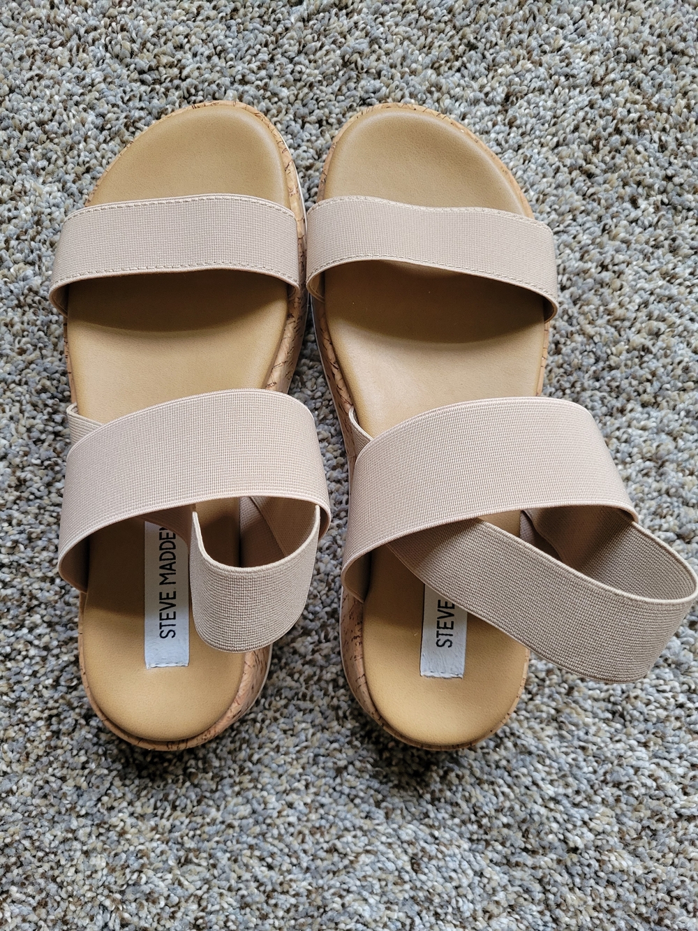 Steve Madden Nude Elastic Crisscross Slide Sandals